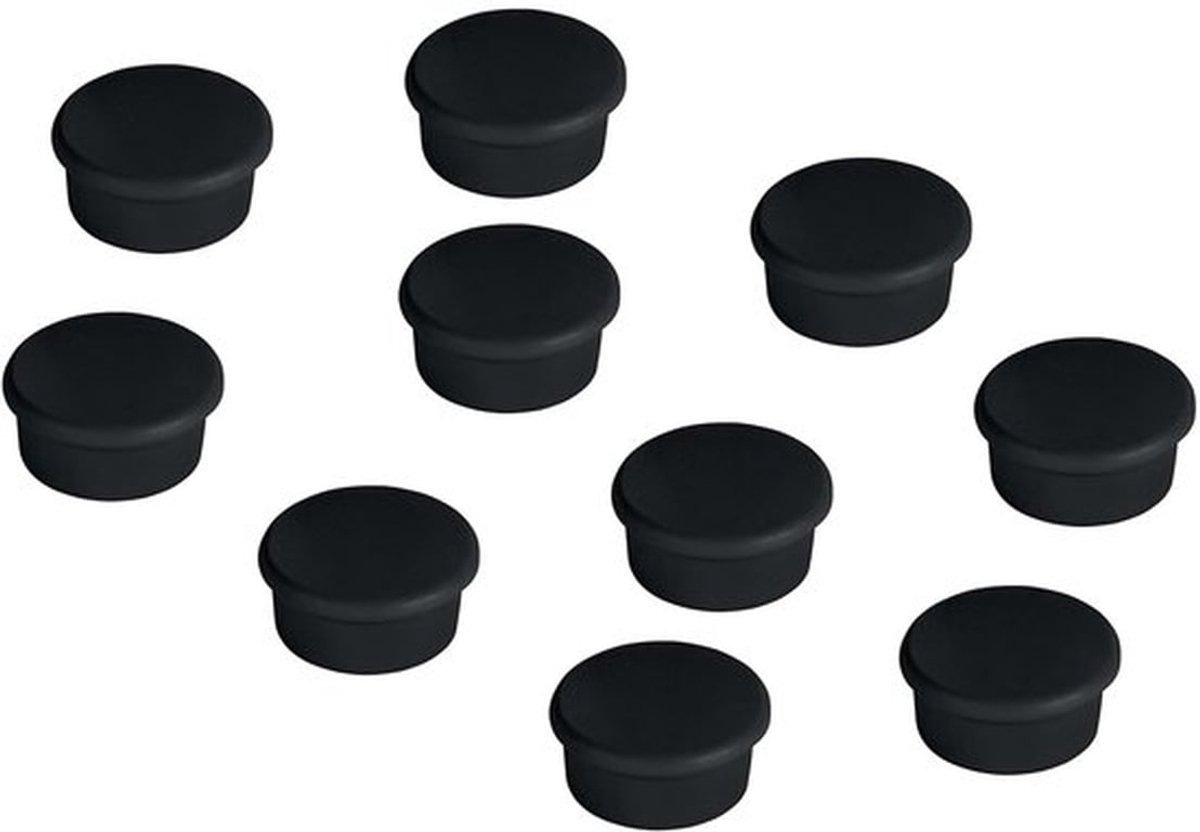 Platte magneten voor whiteboards - set van 10 - zwart - 13 mm
