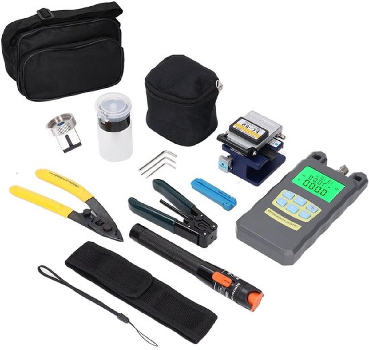 Glasvezelset 15-delig voor het aanleggen van glasvezelnetwerken - Kabelstripper, Inbussleutel, Tools