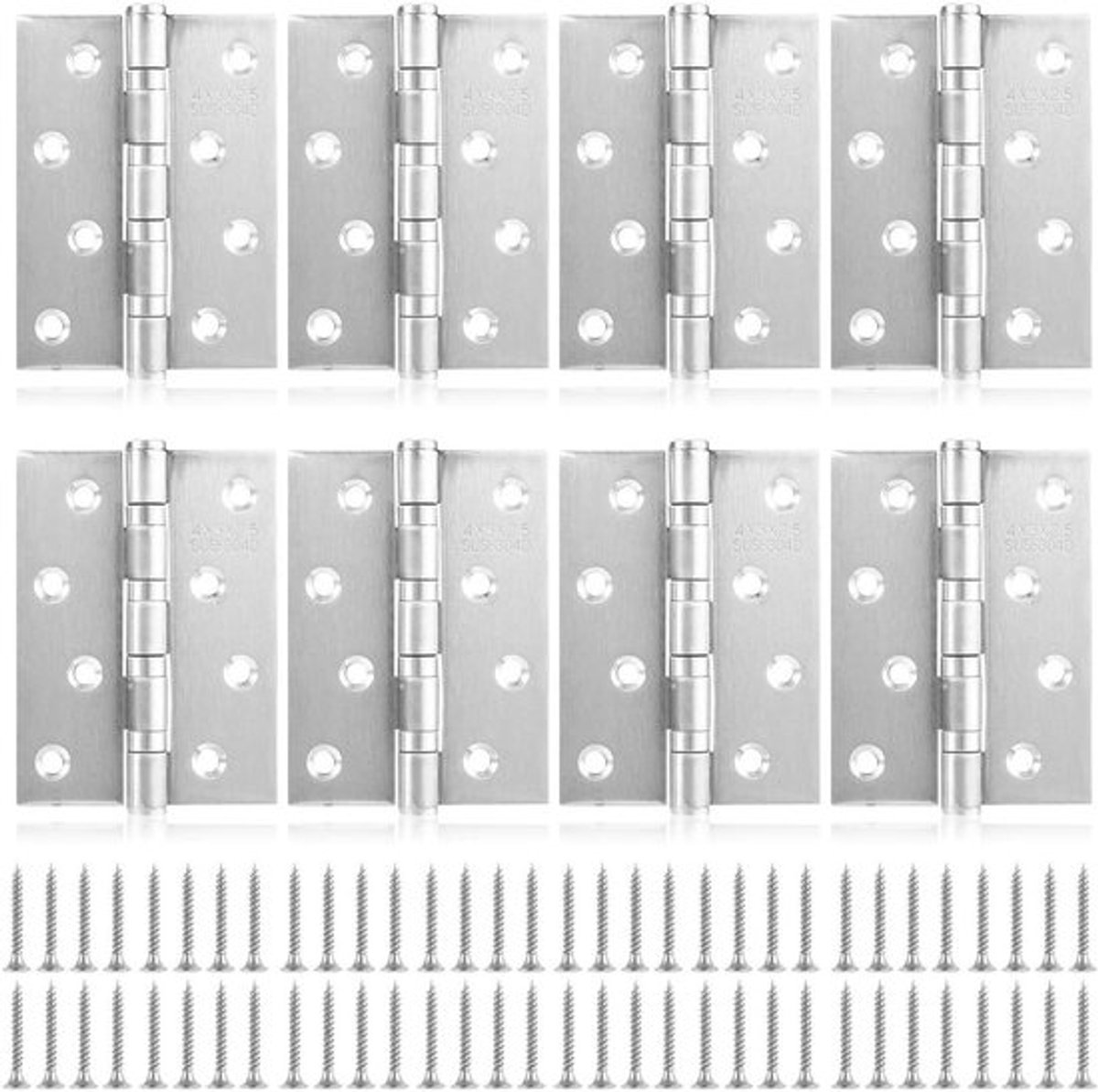Inklapbare scharnieren voor zware belasting, 8 stuks, roestvrij staal, 100 x 73 x 2 mm, kogellagers, deurscharnier, houten deuren.