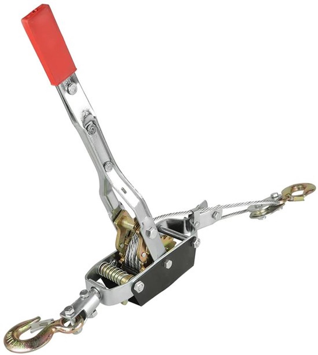 Dubbele Versnellingen Krachttrekker 2 Ton - Heavy-duty Stroomkabeltrekker met 3 Haken - Automotive Hijskabeltrekker - 4T - Sterke Trekkracht