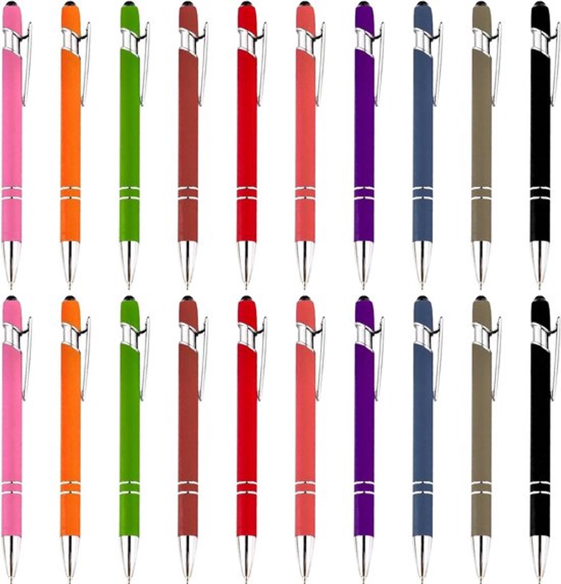 Set van 100 Ergonomische Touchpennen in 10 Kleuren - Balpen voor Kantoor en Huishouden, Ideaal voor Schrijven en Notities