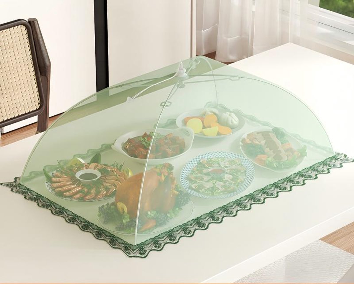 Set van 2 opvouwbare, vliegenwerende tentparasols, muggen- en insectenwerende afdekkingen, geschikt voor barbecue en picknick,Groen - [40*60cm]