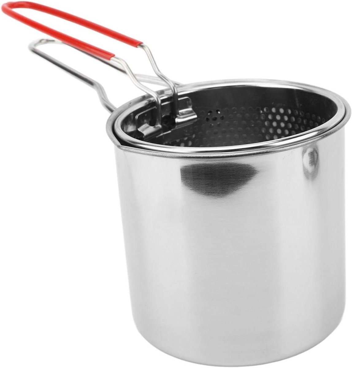 Frituurpan met mand - Kleine frituurpan - Lekker eten bakken - RVS 304 materiaal - 25x14x13 cm - Zilver