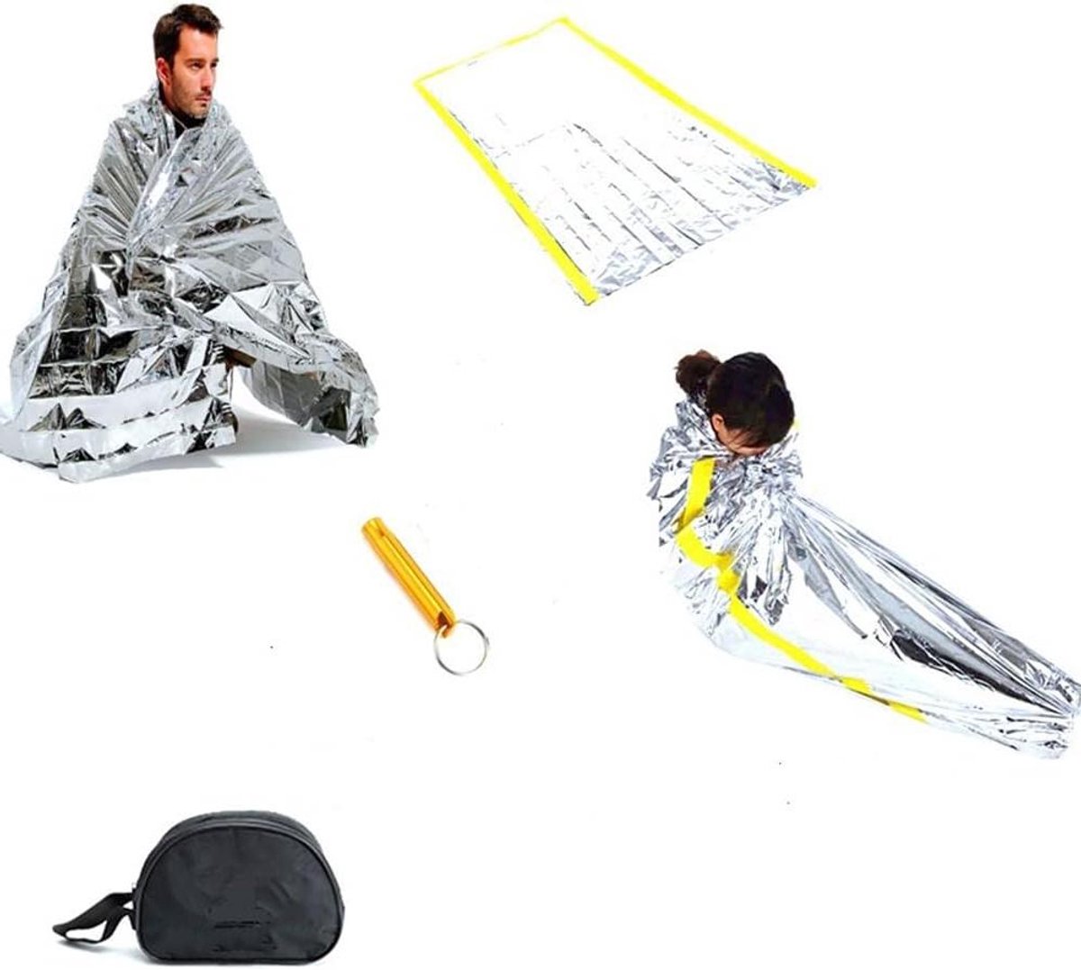 Noodtent Slaapzak - Overlevingspakket - Buitenactiviteiten - Warmte Reflecterend - Compact - Zilver