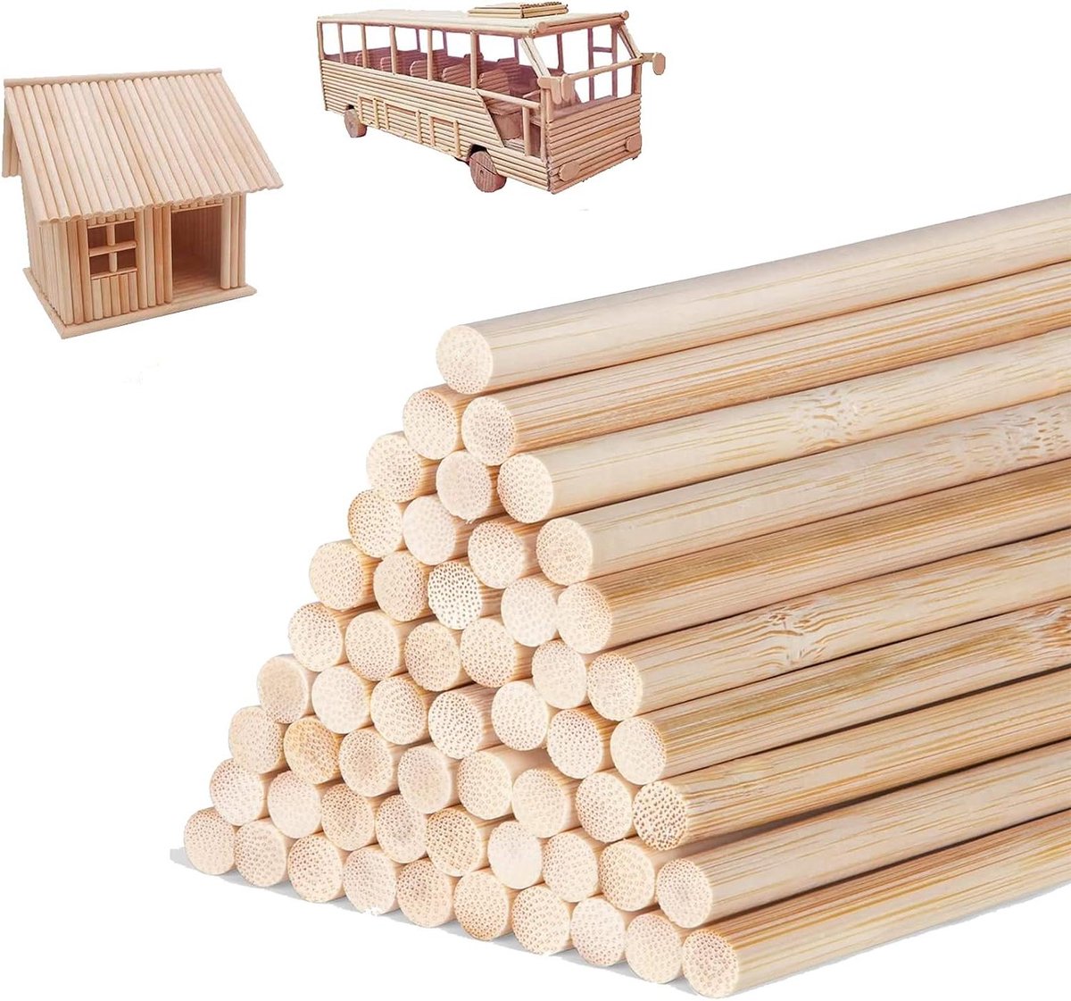 Houten Deuvelstaven - Bamboe Stokken - Hobby en Knutselen - Natuurlijk Bamboe Materiaal - 25 stuks 48 inch - Onbehandeld