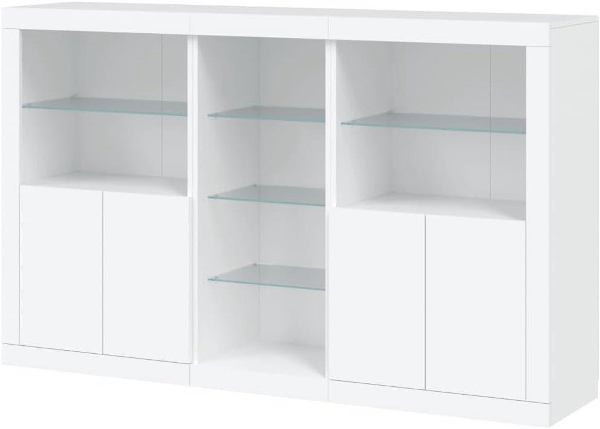 Dressoir met verlichting - Opbergkast Modern - Decoratie Opbergen - RGB LED Kleuren - 162x37x100 cm - Wit