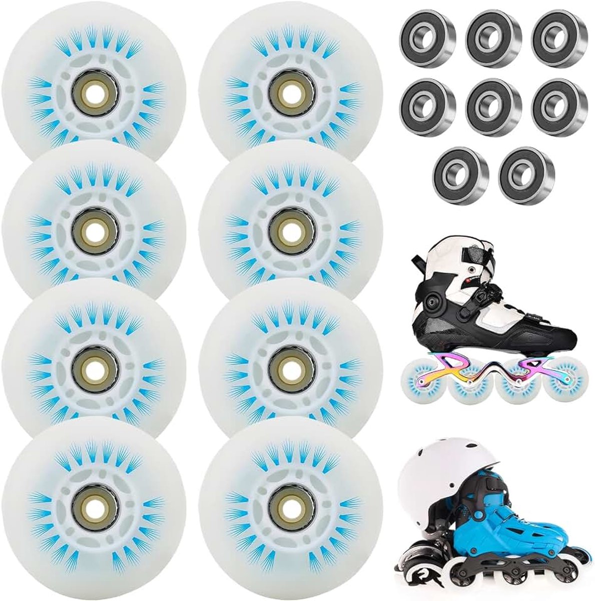 Inline skate wielen 80 mm lichtgevende rolschaatsen 8 stuks inline skate onderdelen wielen met kogellagers universele PU-wielen voor alle soorten rolschaatsen