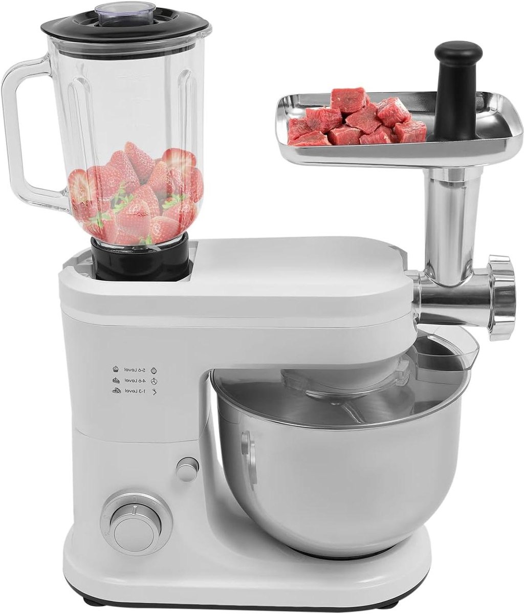 Keukenmachine - Mixer - Bakken en sap maken - 3-in-1 functie - 6L kom - Wit