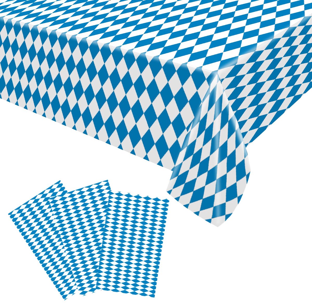 3P Oktoberfest tafelkleed 130 x 220 cm tafelkleed blauw wit diamant Oktoberfest plastic tafelkleed Beierse vlag check tafelkleed Duits bier festival decoraties Beiers bier partij gunsten benodigdheden