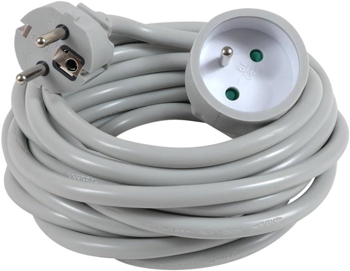 Verlengstuk Kabel - Stroomkabel Verlenger - Apparaten Aansluiten - Hoge Wattage Capaciteit - 5 Meter - Grijs