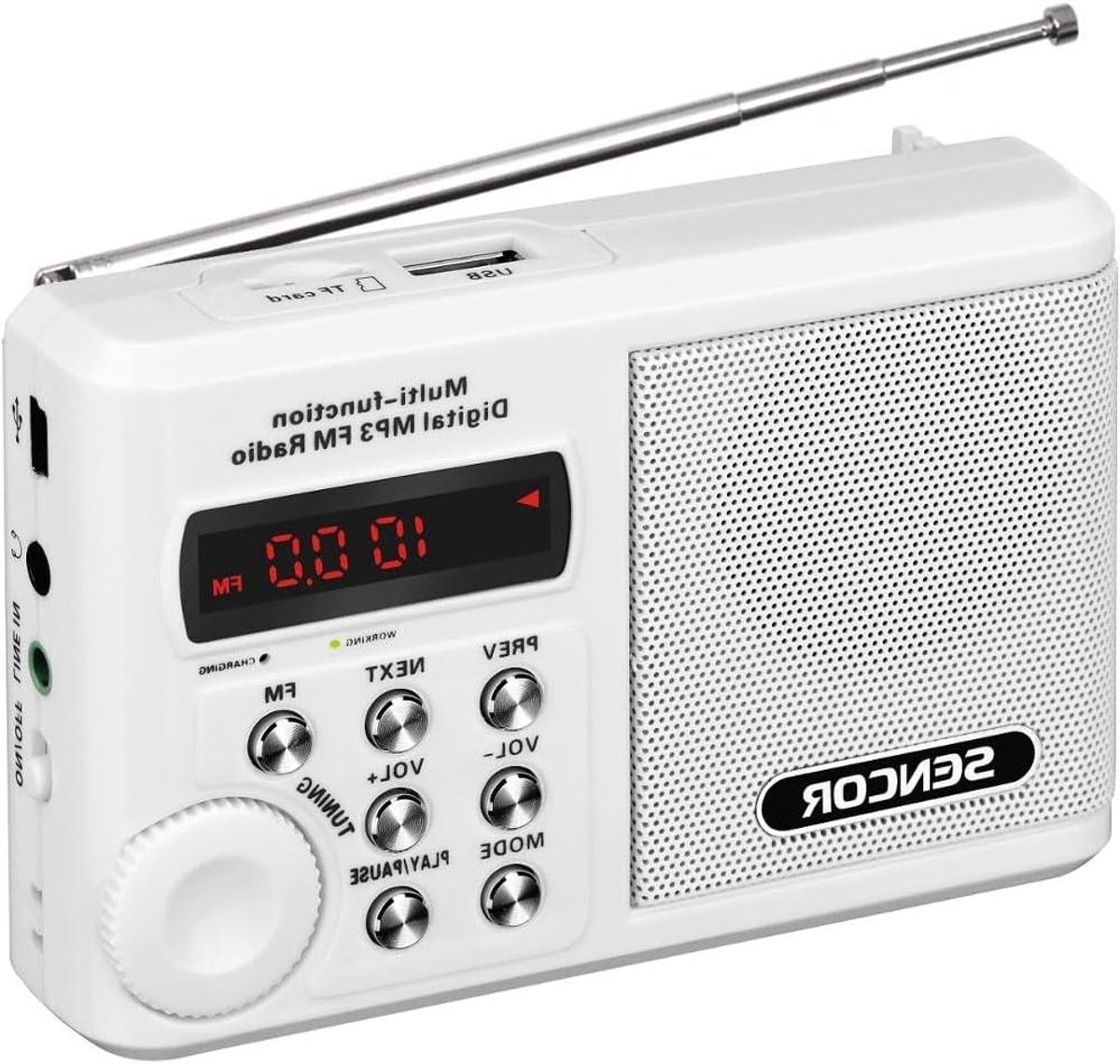 Draagbare Radio - FM Ontvanger - Muziek Luisteren - Micro SD USB - 2 Watt - Wit