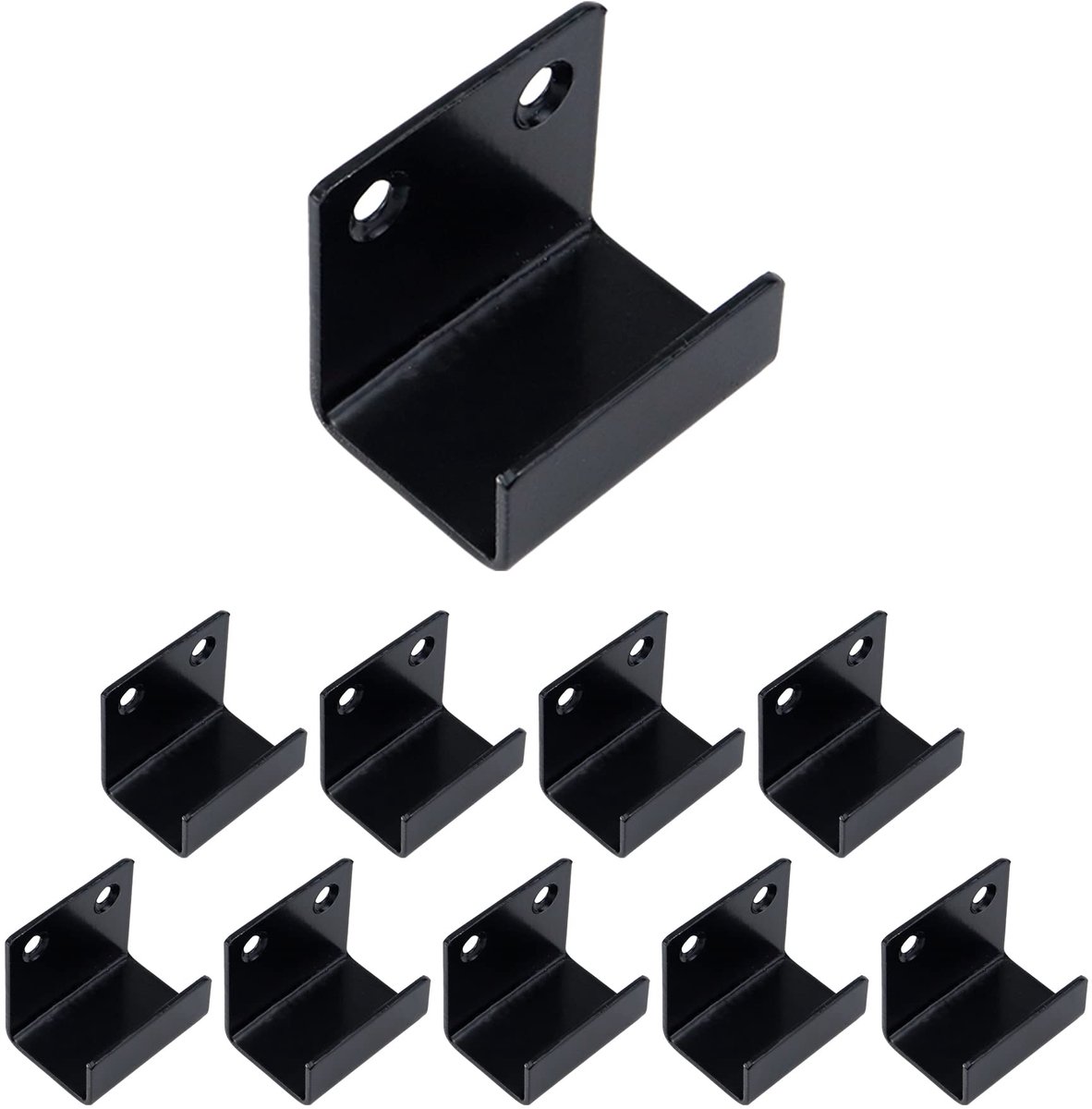 10 stuks dikker roestvrij staal tegel hanger beugel muur tegel display clip klem houder zware platte J haak hanger wandmontage billboard haak sluiting - zwart (binnenbreedte 25 mm)