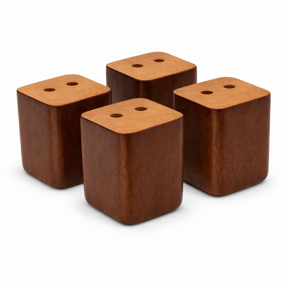 4 x meubelpoten, beuken/eiken, massief hout, 6 cm, bankpoten, vierkant, recht, tabak, houten meubelpoten om vast te schroeven, voor bank, kast, bed (set van 4)