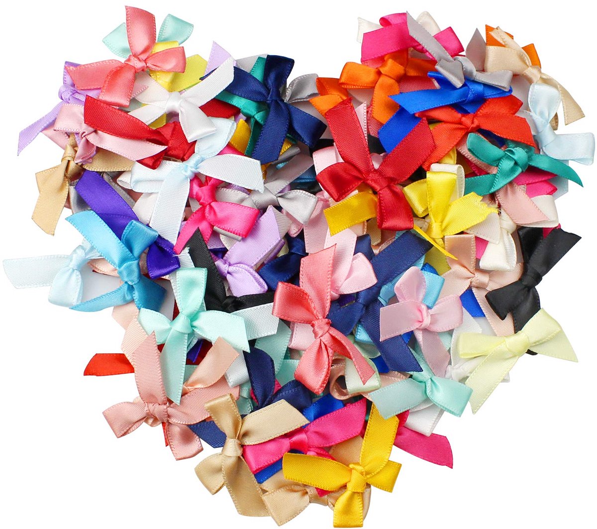 100 stuks satijnen lintstrikken, veelkleurige mini-strikken, 1 inch lint strikknoop om te knutselen, naaien, decoreren geschenken, 10 mm bandbreedte, dubbelzijdig satijn