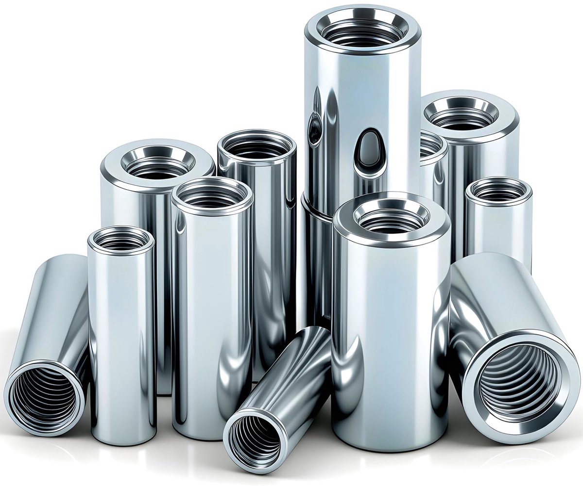 8 stuks lange moeren, rond, M6 x 25 x 12 mm, schroefdraadmof, verzinkt staal, verbindingsmoeren, schroefdraadhulzen, binnendraad, afstandsmoffen voor het verbinden van bouten, pennen