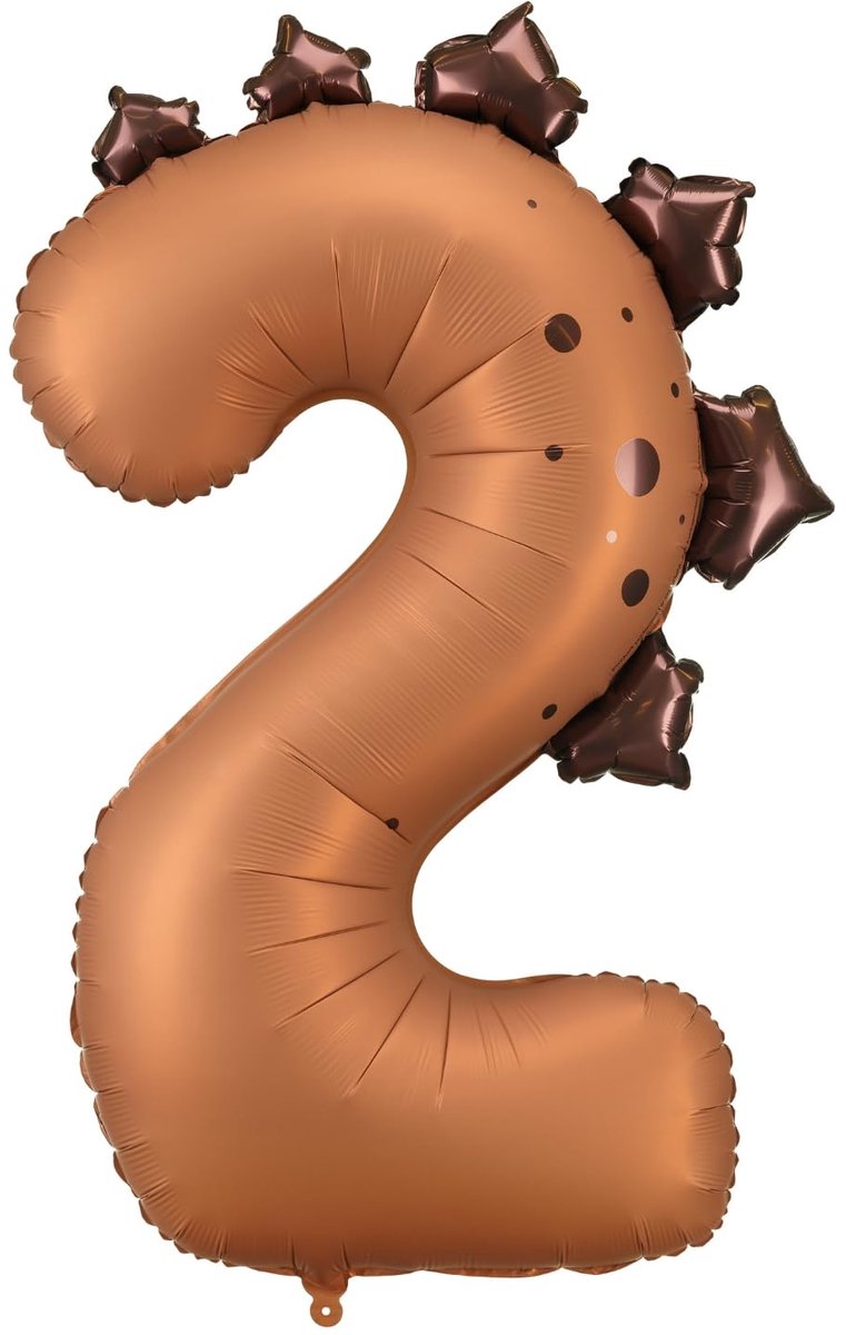 Folieballon Nummer ''2'' Dinosaurus, 92cm, mix