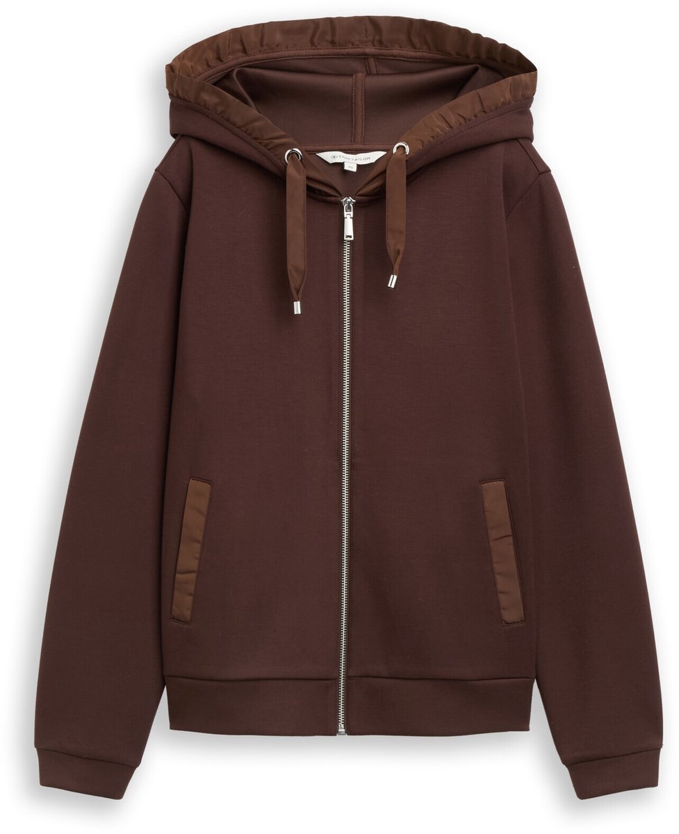 Tom Tailor - Hoodie-sweatjack van scuba - Maat M - java dark brown
