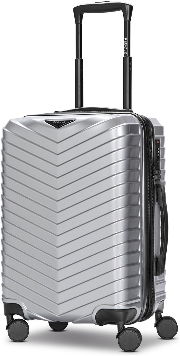 Redolz Essentials 18 2.0 4 wielen Cabinewagen S 55 cm met uitbreidingsplooi - Harde bagage - TSA slot - metallic-silver shiny