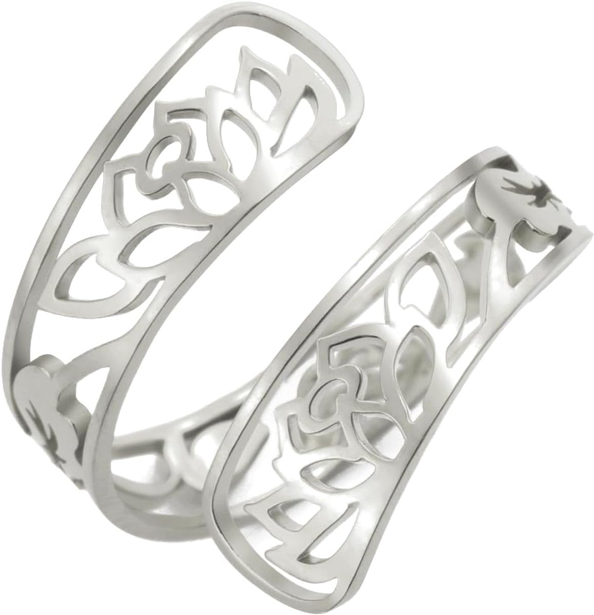 Lotus-bloemenring voor vrouwen, verstelbare lotus-bloem, aanmoedigingsring, vintage, roestvrij staal, sieraden, Boeddha-yoga-ring met bruiloftsband