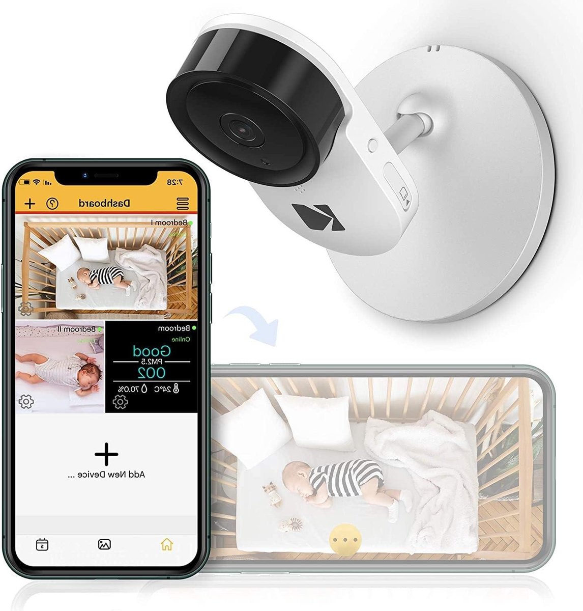 Babycamera met app - Babyfoon video - Kind in de gaten - Tweerichtingsaudio - N.v.t. - Wit