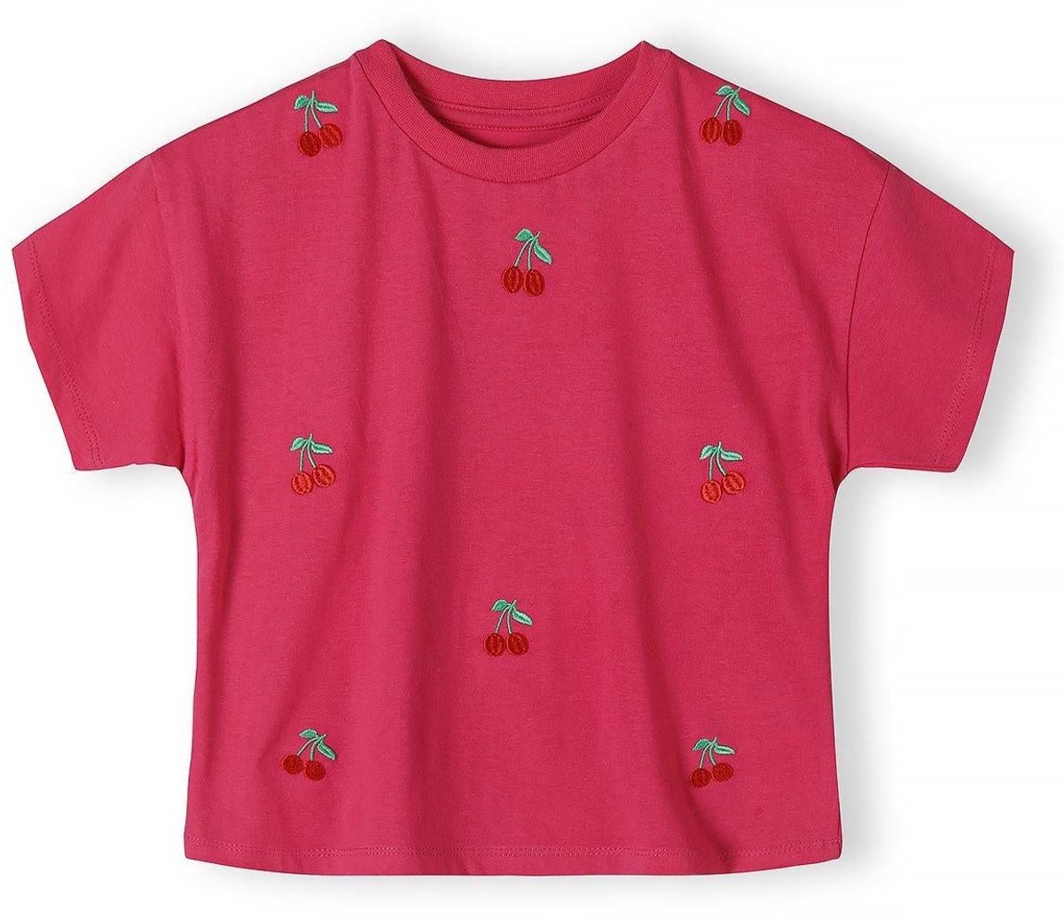 Minoti t-shirt meisjes 100% katoen met kersenborduursel - korte mouw