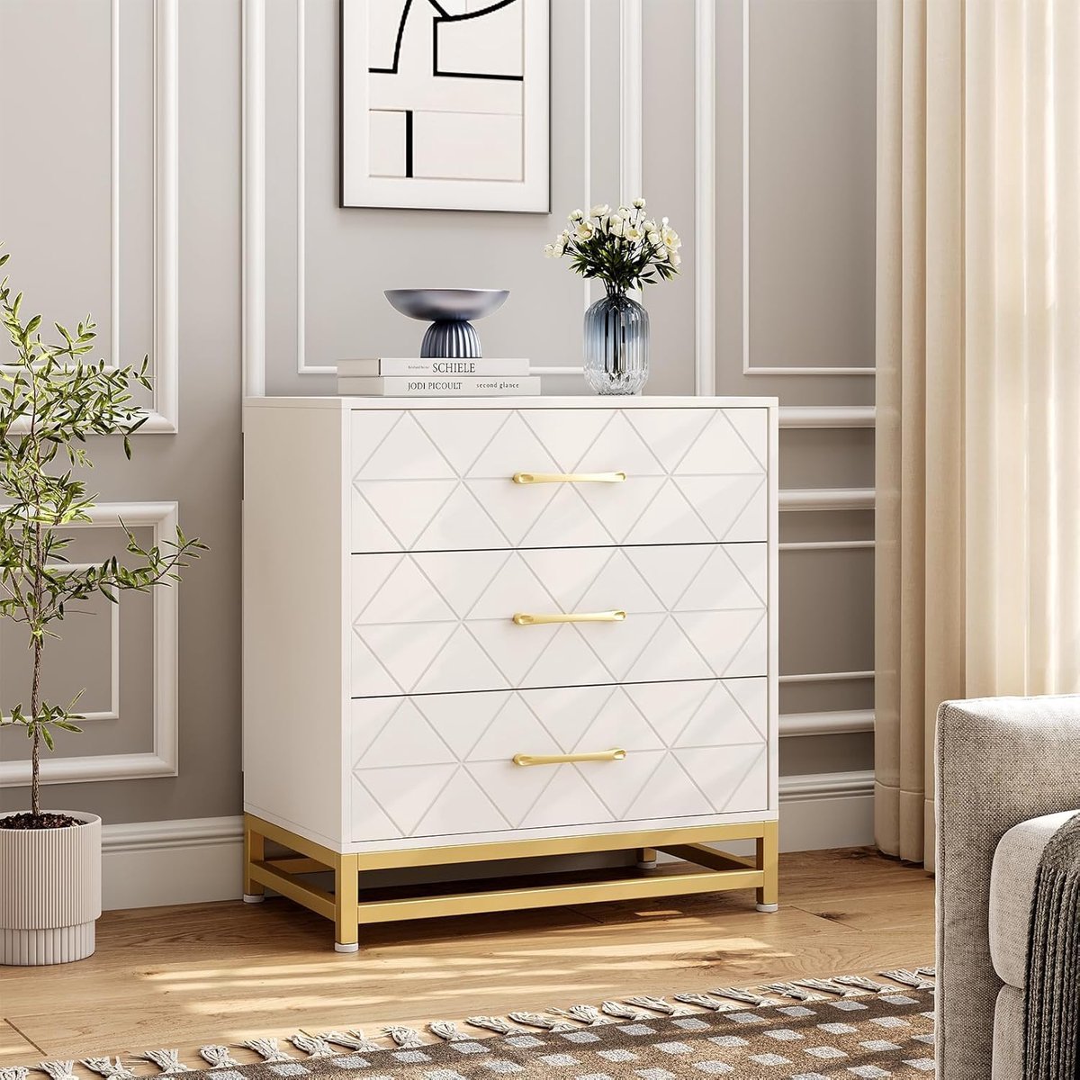 Triumpunpre - Ladekast 3 Lades Houten voor slaapkamer - nachtkastje voor opbergruimte en organisatie - Wit