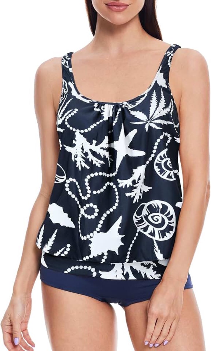 Sets voor dames, plus size, hoge taille, blouson, tankini met shorts, buikcontrole, badmode
