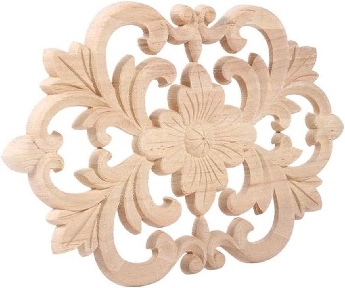 Houten Meubels - Decoratie - Ongelakt - Huisdeur - Geknipt Hout - Geschikt voor Decoratie - Naturel Houten Meubels voor Decoratie van Huisdeur (22 x 14 cm)