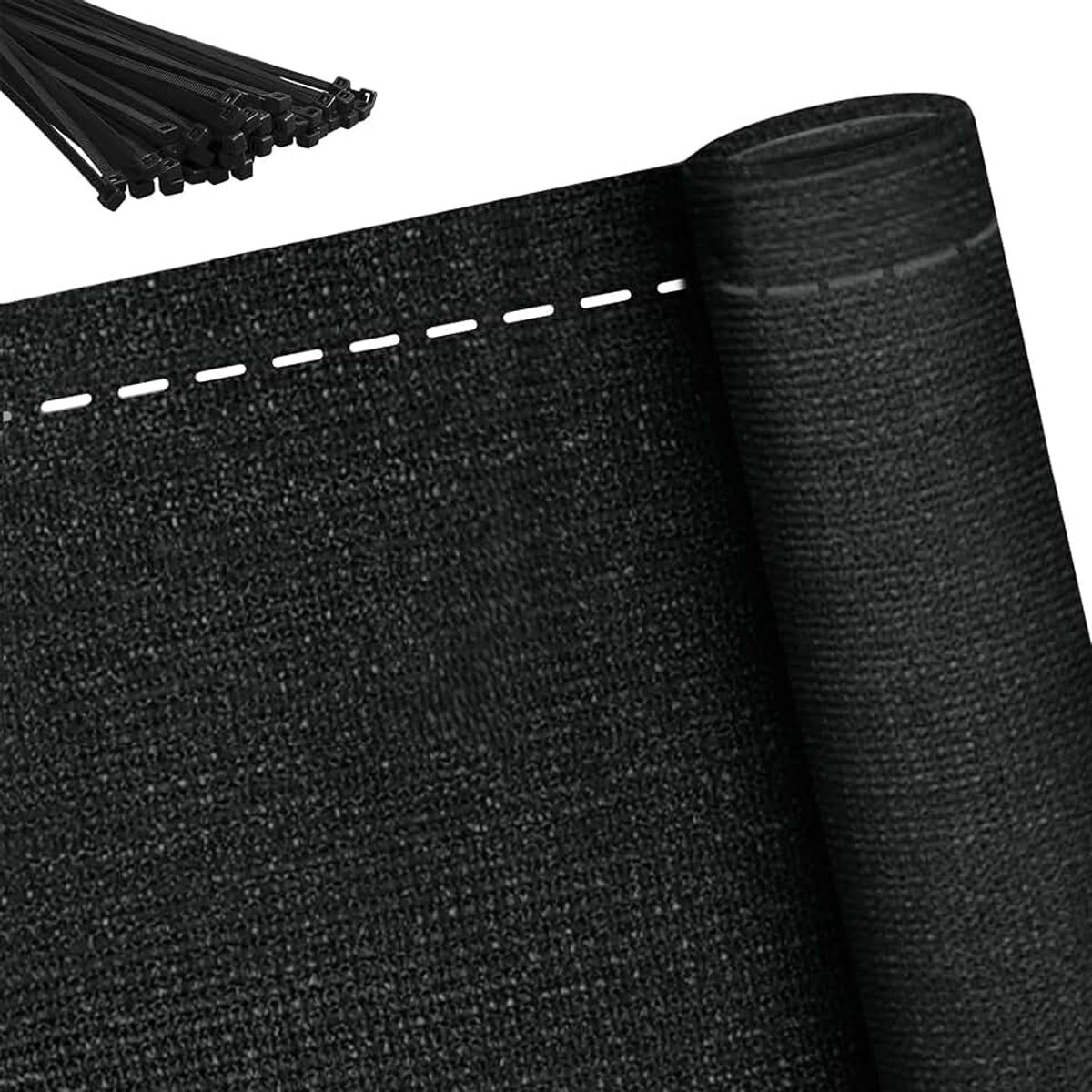 10m Antraciet HDPE Privacy Screen Balkon Hekscherm Schaduw Net Balkonafdekking Bescherming tegen de zon Netwerk van het Tennisscherm Windschermdoek met Kabelbinder (Hoogte 1.5m)