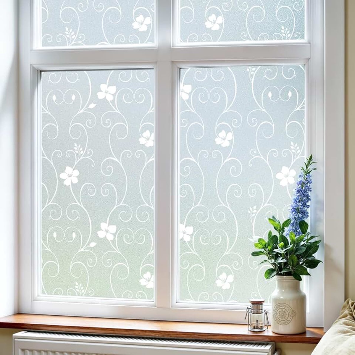 DP014W Privacyfolie, decoratieve raamfolie, niet-klevend, zonder lijm, statische en uv-bescherming, 30 cm x 120 cm