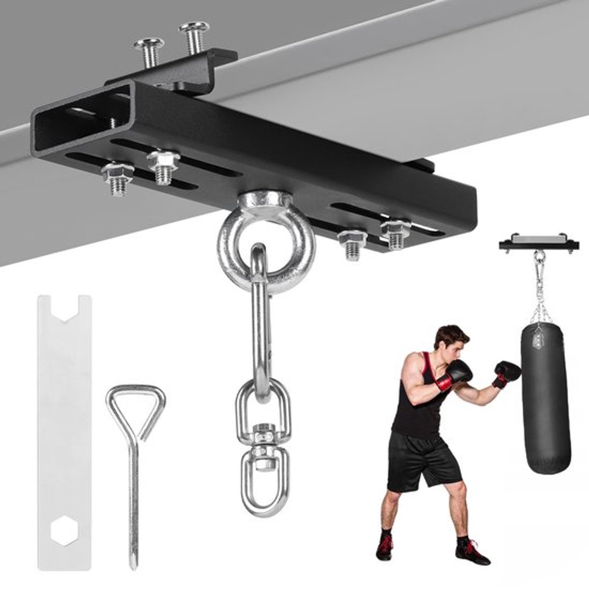 Kleerhanger robuuste stalen klem - dubbele rail - 360° rotatie - roestvrijstalen haken - eenvoudige installatie - capaciteit 300 kg - Hangsystemen