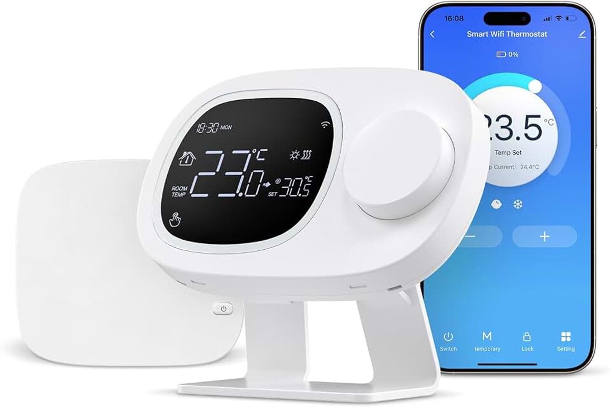 Draadloze kamerthermostaat met ontvanger RF Smart Wi-Fi thermostaat gasboiler programmeerbare verwarmingsthermostaat voor waterboiler, gasverwarmingsketel met Alexa Google Home