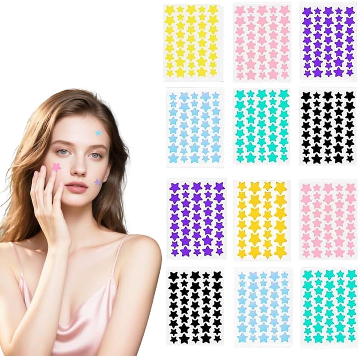 480 pimple pleisters, onzichtbare sterren met natuurlijk hydrocolloïde, voor puistjes met theeboomolie salicylzuur, Pimple Star motief 2 in 1 dag en nacht