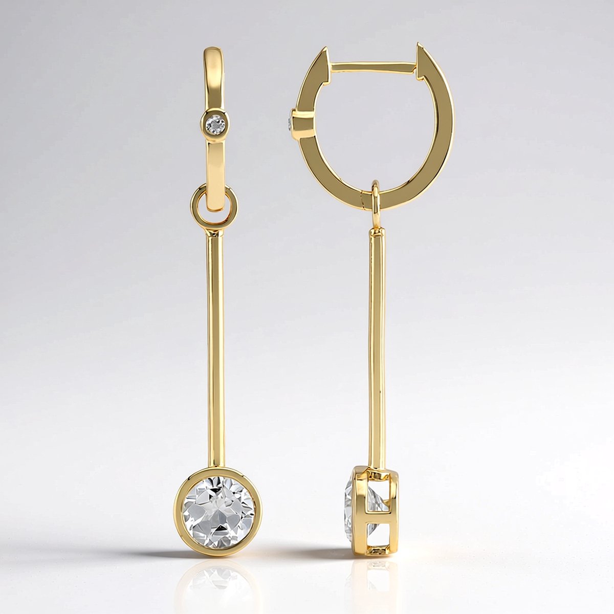 Cavill - Zilveren Oorbellen - 925 Sterling Vermeil Zilver - 1,878 ct Witte Topaas Rond - Elegante Lichtgewicht Nigeriaanse Edelsteen Oorbellen