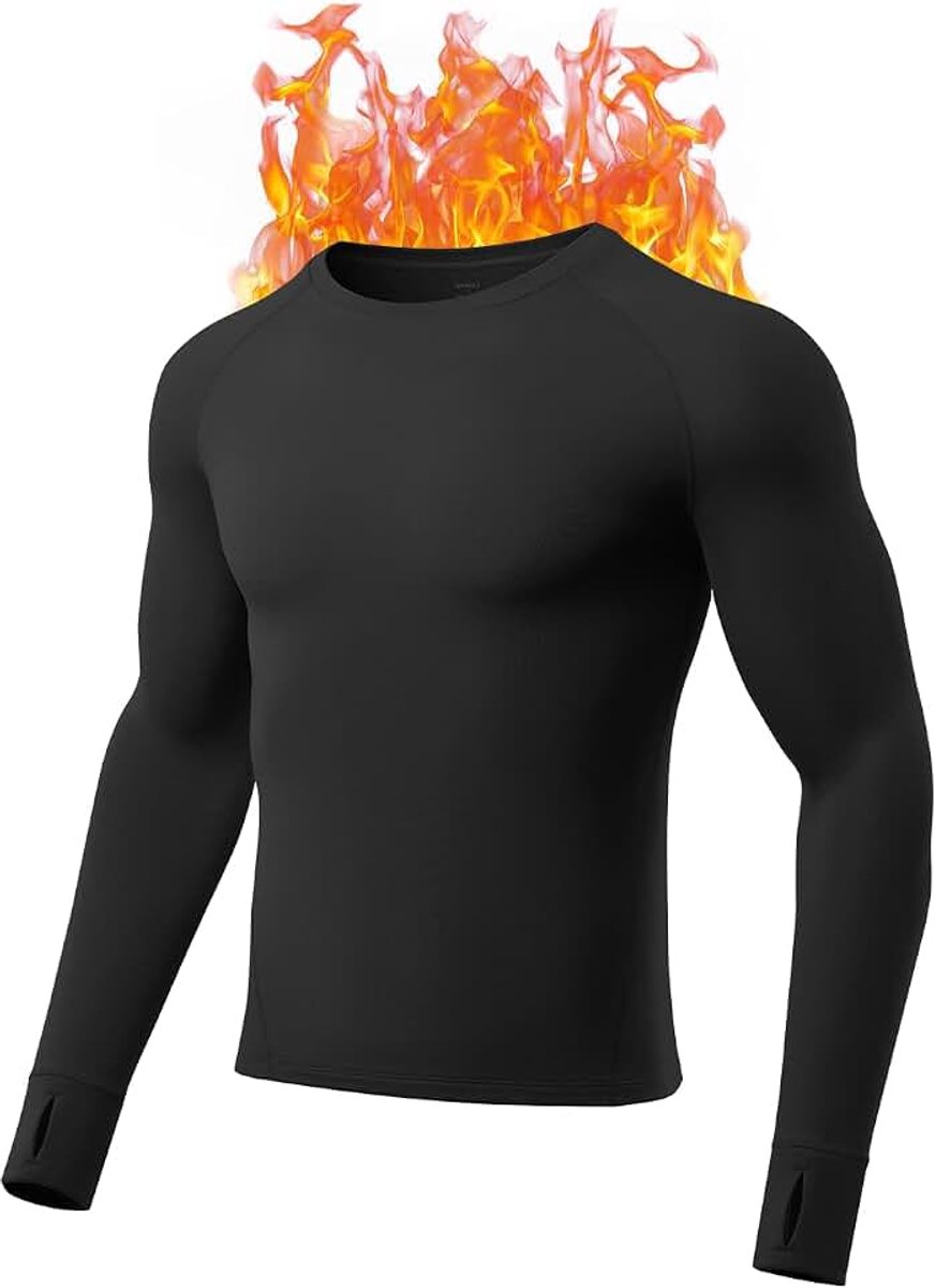 Thermals onderhemd met lange mouwen, zachte thermische shirts fleece gevoerd lange mouw top warme basislaag tops lange John