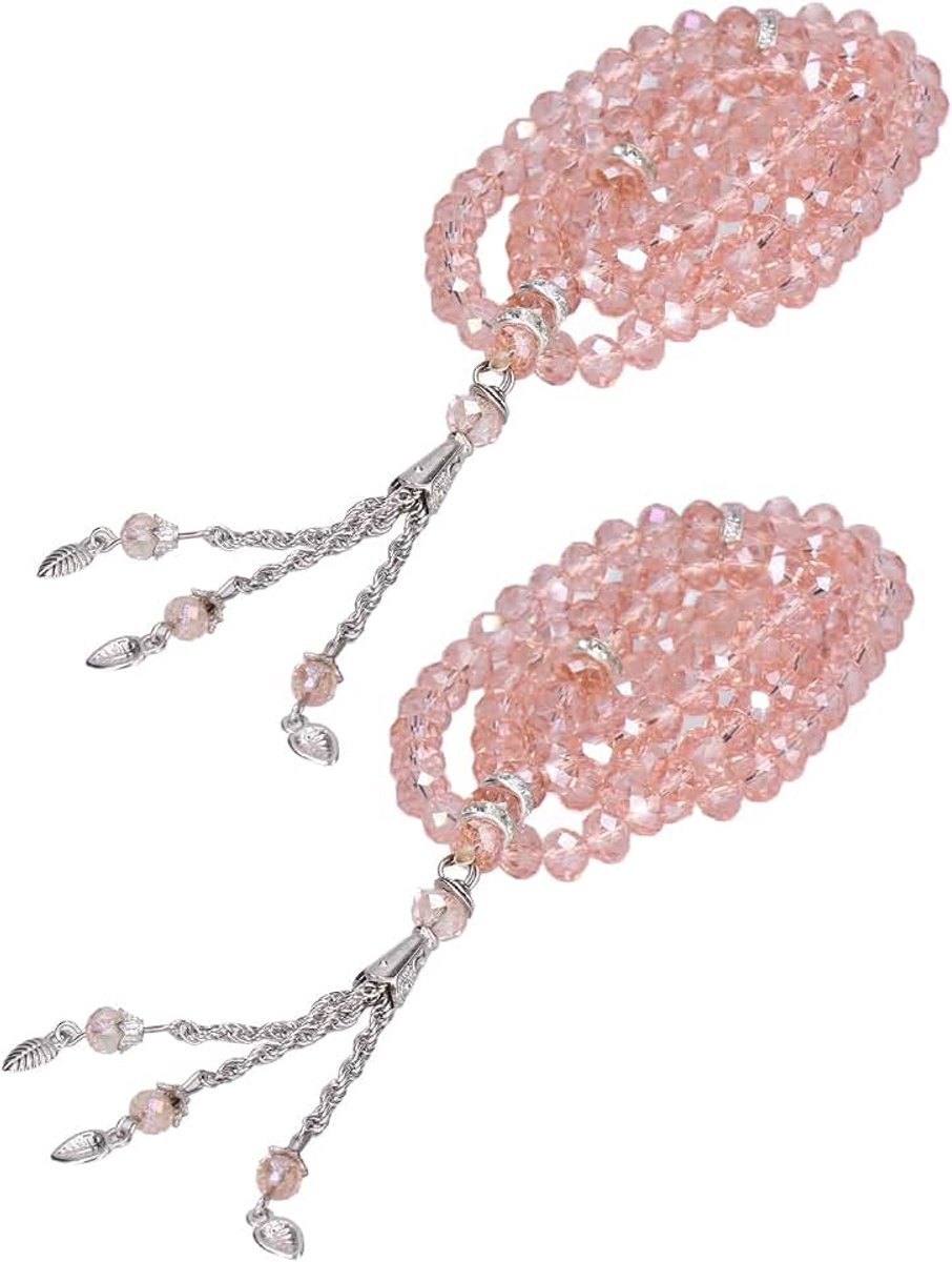 Kralen, 2 Stuks Roze Geëmailleerde Tasbih met Mihrab Afscheiders, 99 Kralen, 0,31 inch, Decoratieve Rozenkrans voor Gebed en Dagelijks Gebruik