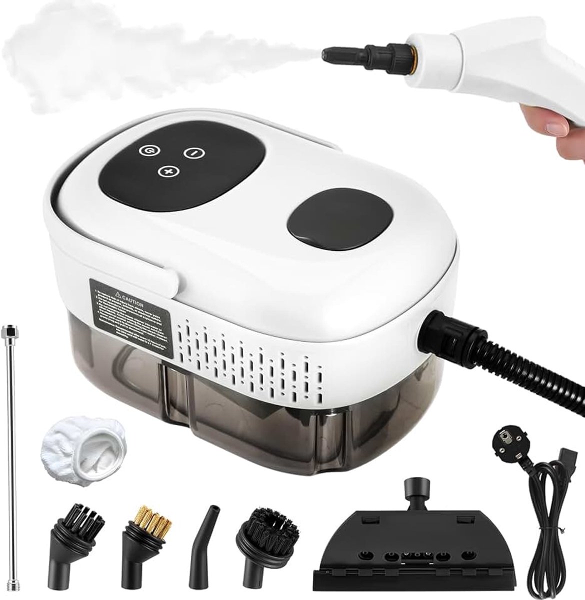 Handapparaat met digitaal display, 2500 W, draagbare handstoomreiniger met 1000 ml grote watertank, hogedruk stoomreiniger, 9 accessoires voor alle keukenmeubels, vloer, badkamer