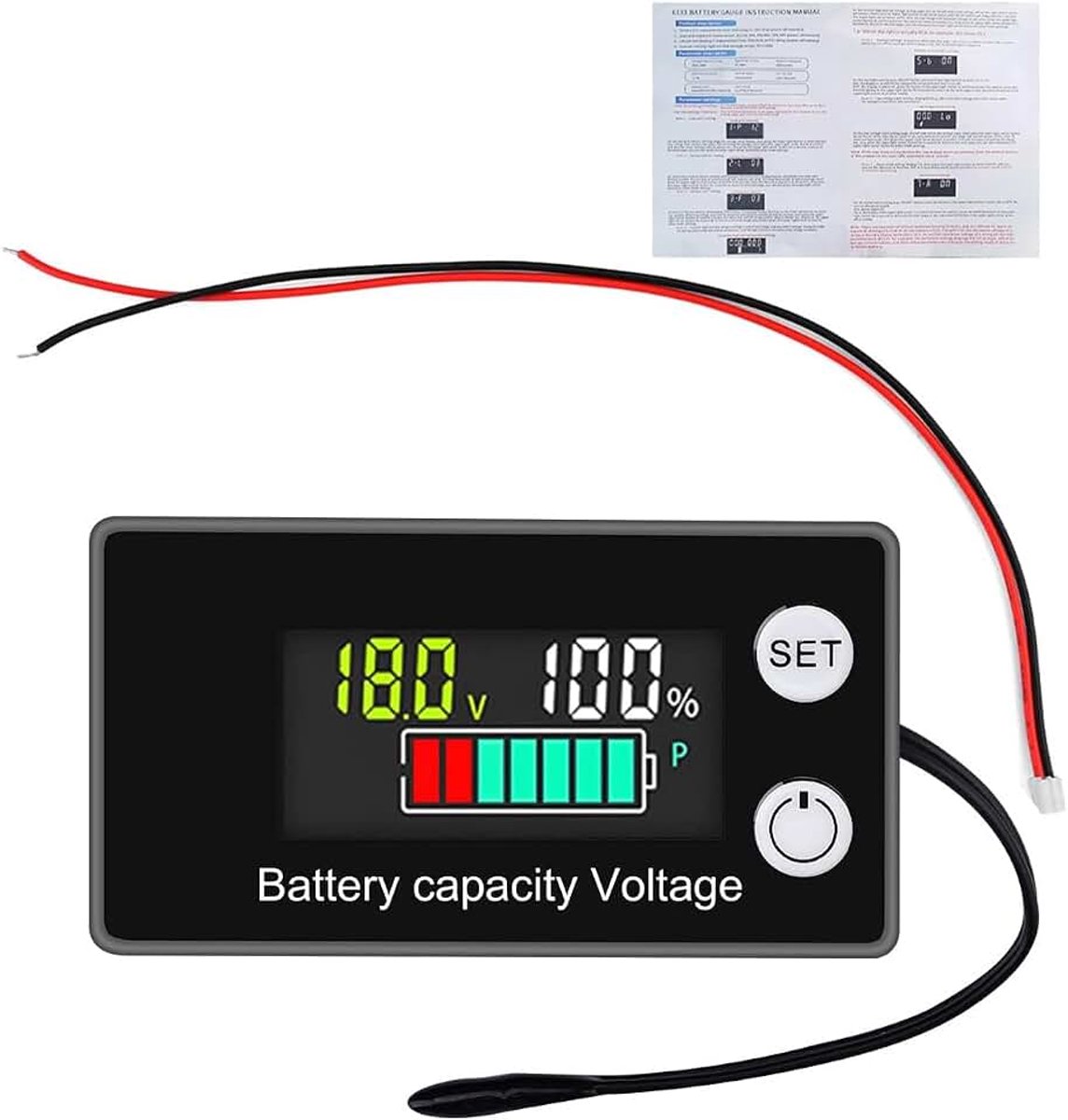 Batterijcapaciteitstester, voltagemeter met alarmsensor, 12 V, 24 V, 36 V, 48 V, 72 V, 84 V, batterijcapaciteitstester, 8-100 V, LCD-controle van batterijcapaciteit, spanning met sonde alarm