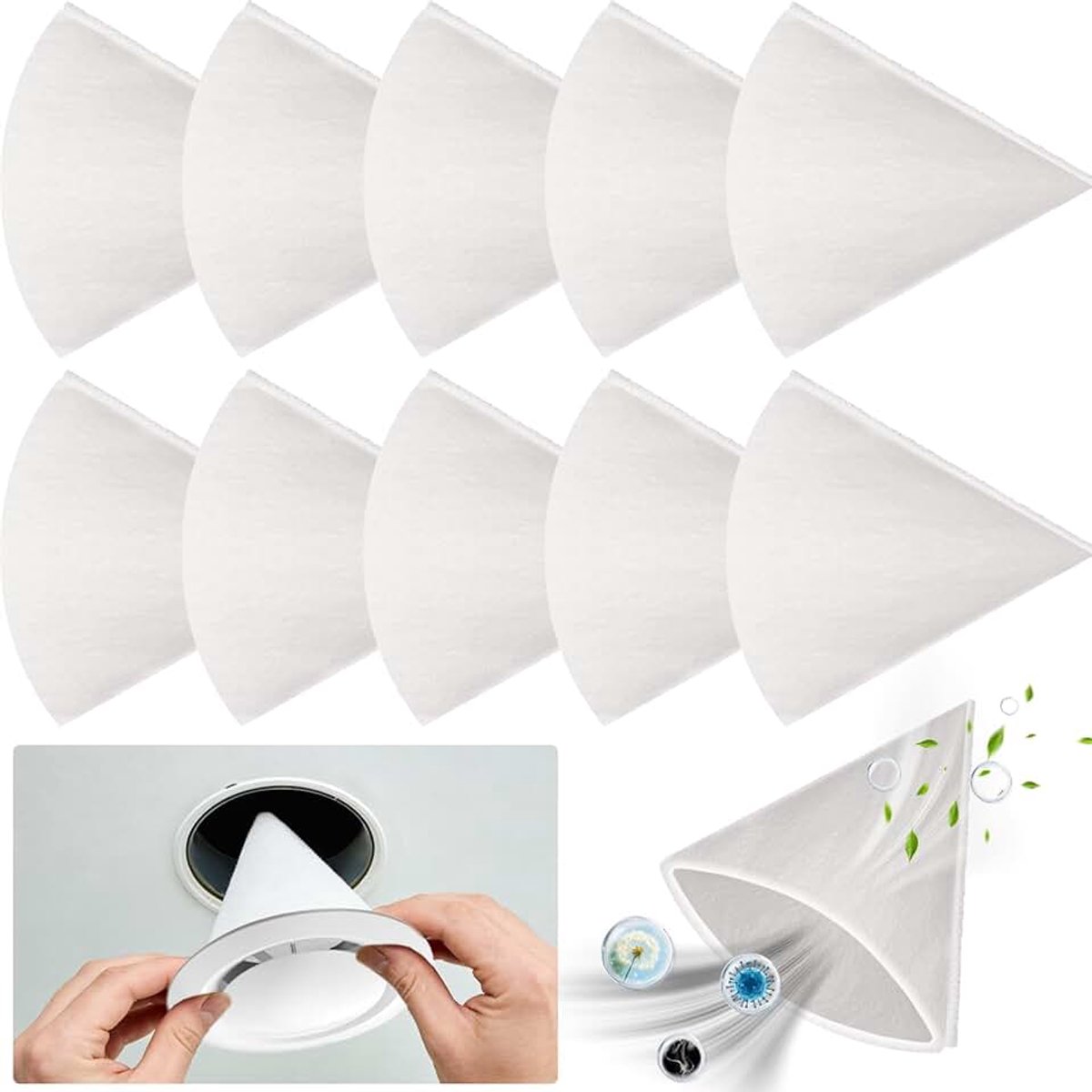 10 stuks kegelfilters DN 125 filter ventilatiesysteem, G4 filtermat ventilatiefilter vervangingsfilter voor Zehnder, Helios, Maico, Pluggit ventilatiekleppen, lengte 180 mm, filtervlies voor