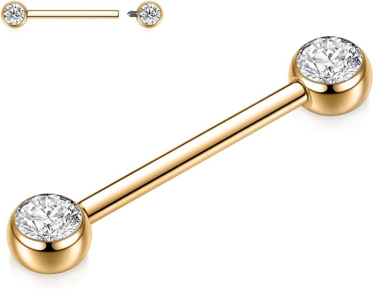 Hengkaixuan G23 Titanium tepelstaafje, 14G tepelring, tepelring, sieraden, brug, barbell, intern schroefdraad, tepelpiercing, lichaamspiercing, sieraden voor vrouwen