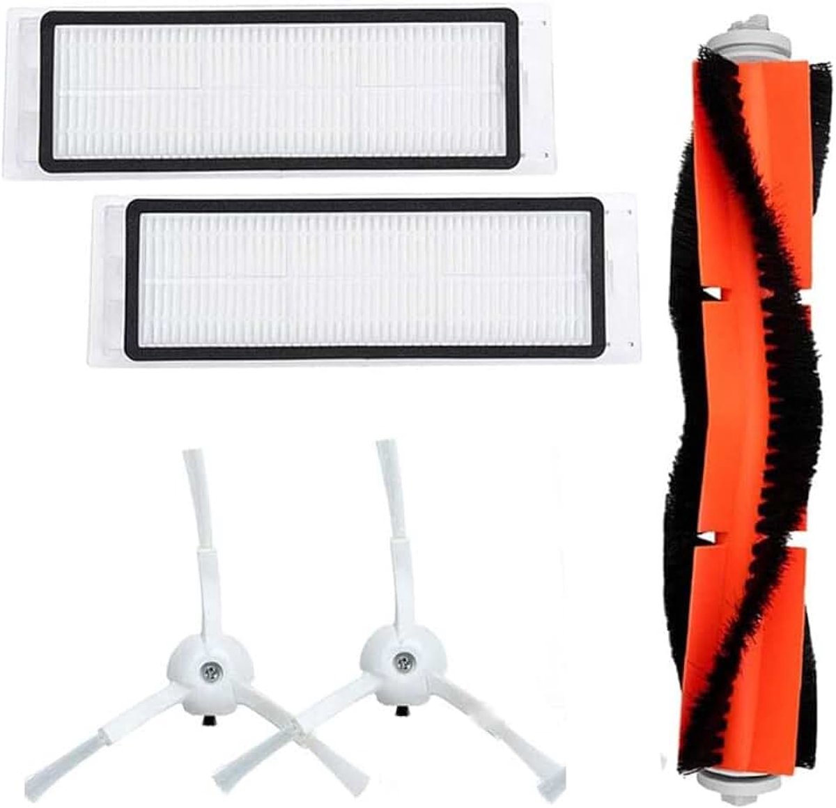 Reserveonderdelenaccessoires voor Xiaomi Mi Roborock 1/2 Mijia robotstofzuiger 5 onderdelen, 1 x hoofdborstel, 2 x HEPA-filters, 2 x hoekborstels