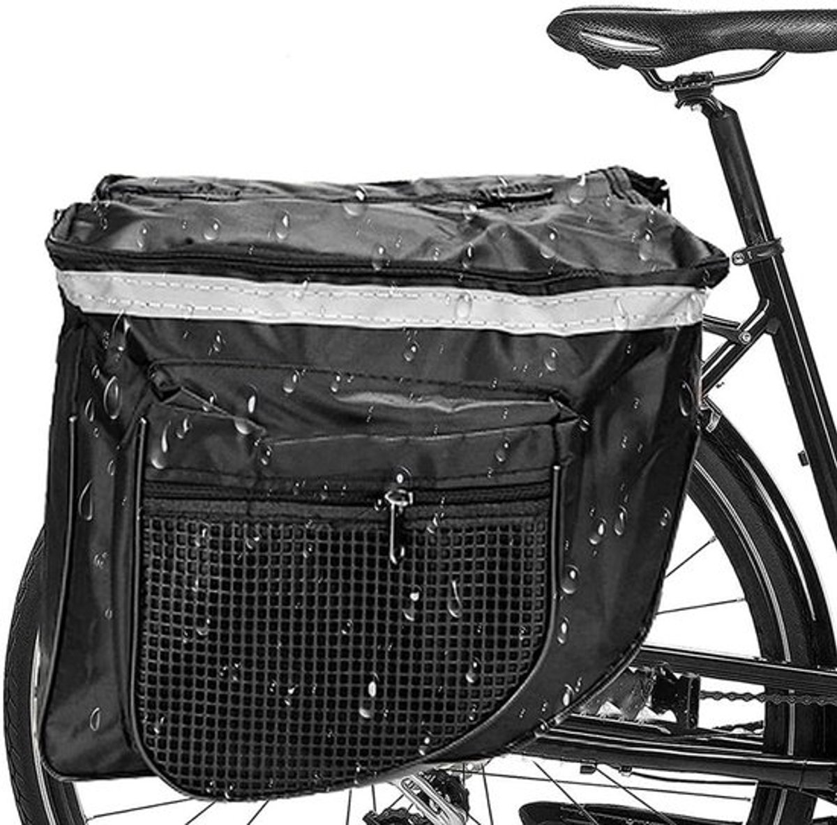 Waterdichte Reflecterende Fietstas voor Achterzitje, Multifunctionele Fietstas met Opbergvakken voor Fietsaccessoires en Bagage