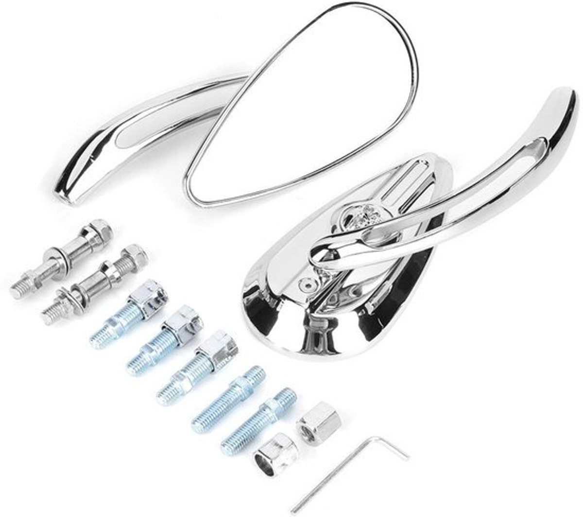 Motorspiegel Universeel - Achteruitkijkspiegels - Aluminium - 8 Mm/10 Mm Schroefdraad - Set van 2 - Gloednieuw - Achteruitkijkspiegel
