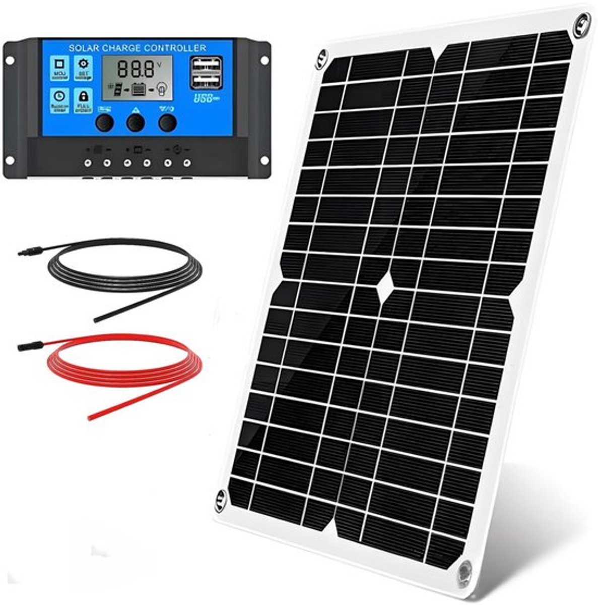 Zonnepaneel - 300W Zonneladercontroller - Waterdicht IP67 - DC 12V 24V - Mobiele Telefoons - Opladen voor Buitenactiviteiten