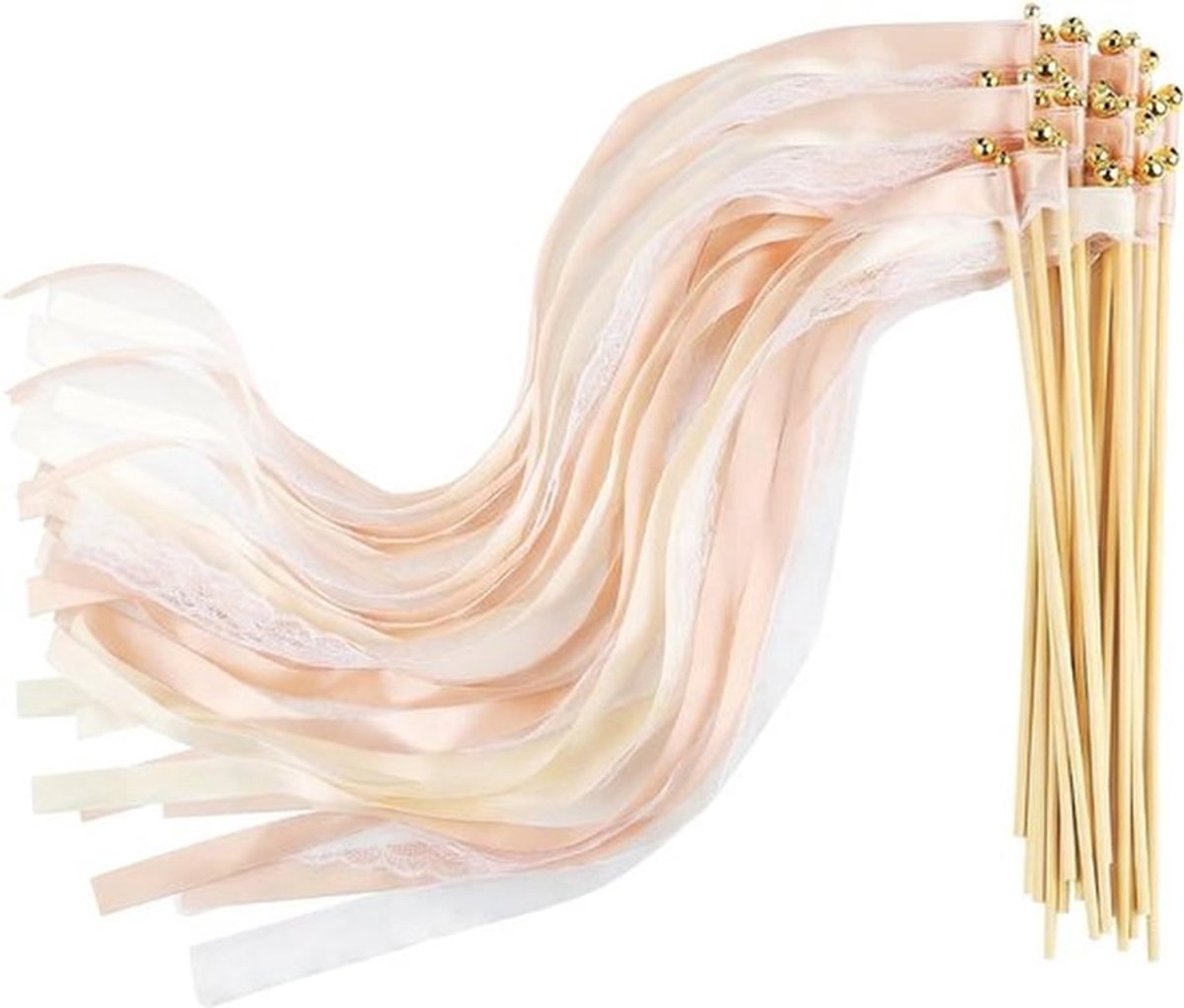 36 stuks champagnekleurige bruiloftswands met belletjes, toverstaf en decoratieve gadgets voor feesten, verjaardagen en bruiloften