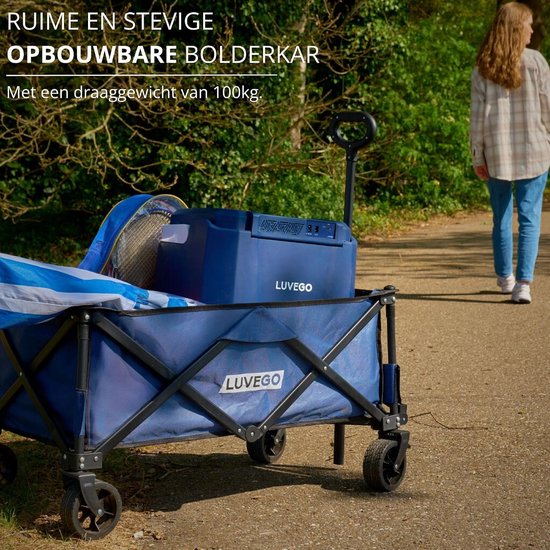Bolderkar Opvouwbaar - Draagkar Tuinwagen - Spullen Vervoeren - 100KG Draagkracht - 135L - Zwart van Bolderkar Opvouwbaar — afbeelding 2