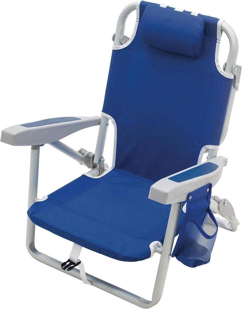 Vouwstoel Rugzak - Strandstoel Kinderen - Outdoor Zitten - 5 Posities Plat - 7 Inch Zithoogte - Blauw