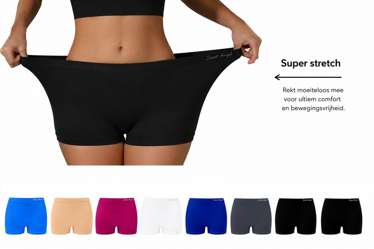 Sweet Angel hoge dames boxershort 8 pak - Kleurenmix - XL/XXL