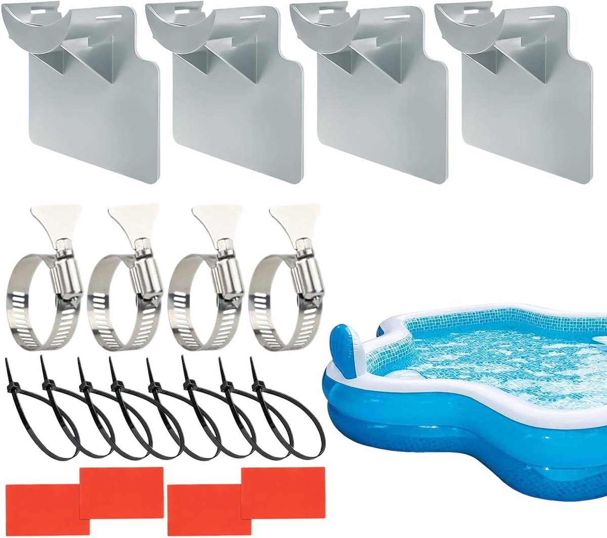Zwembad Slanghouder - Slangsteun Pool - Onderhoud Zwembad - Voorkomt Doorzakken - 12 cm - Grijs