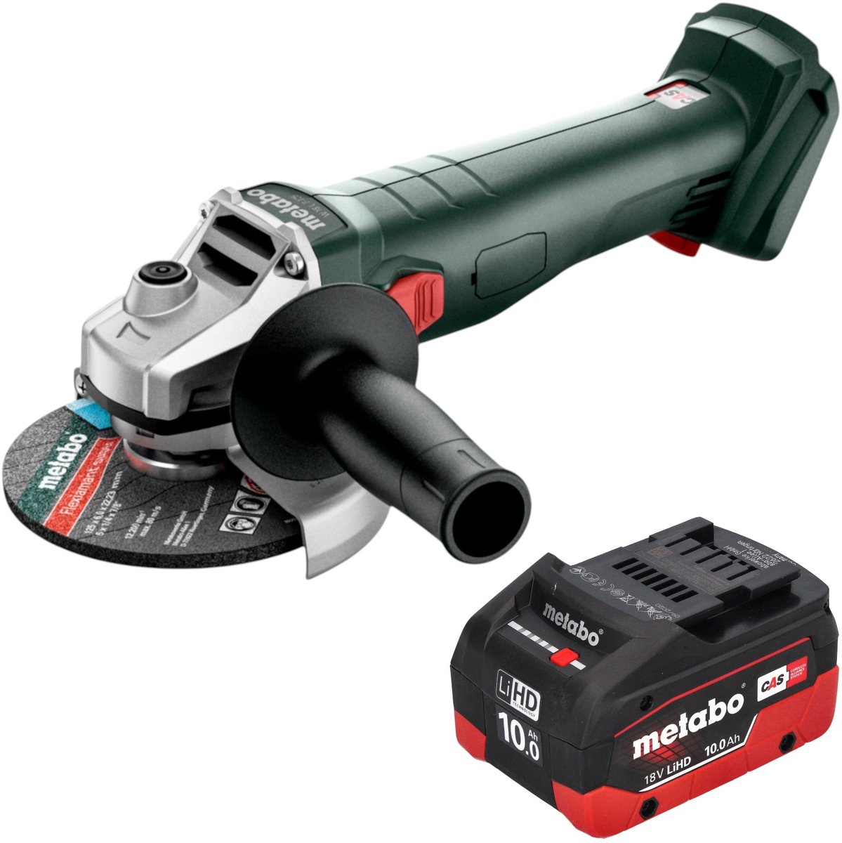 Metabo W 18 7-125 accu-haakse slijper 18 V 125 mm + 1x LiHD-accu 10,0 Ah - zonder oplader